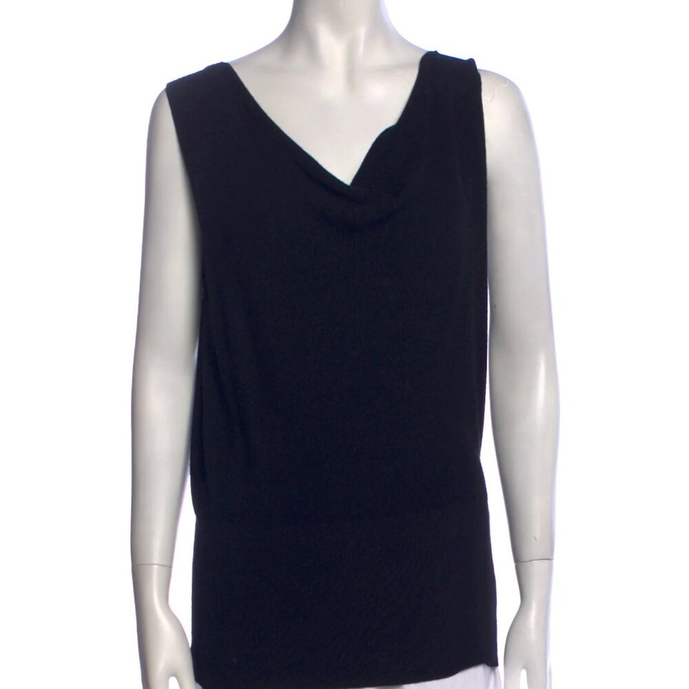 Theory Cowl Neck Knit Top - Black - Size M